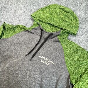 American Eagle Flex Hoodie Pullover Mens‎ XL Grey Sweatshirt Drawstring Pockets